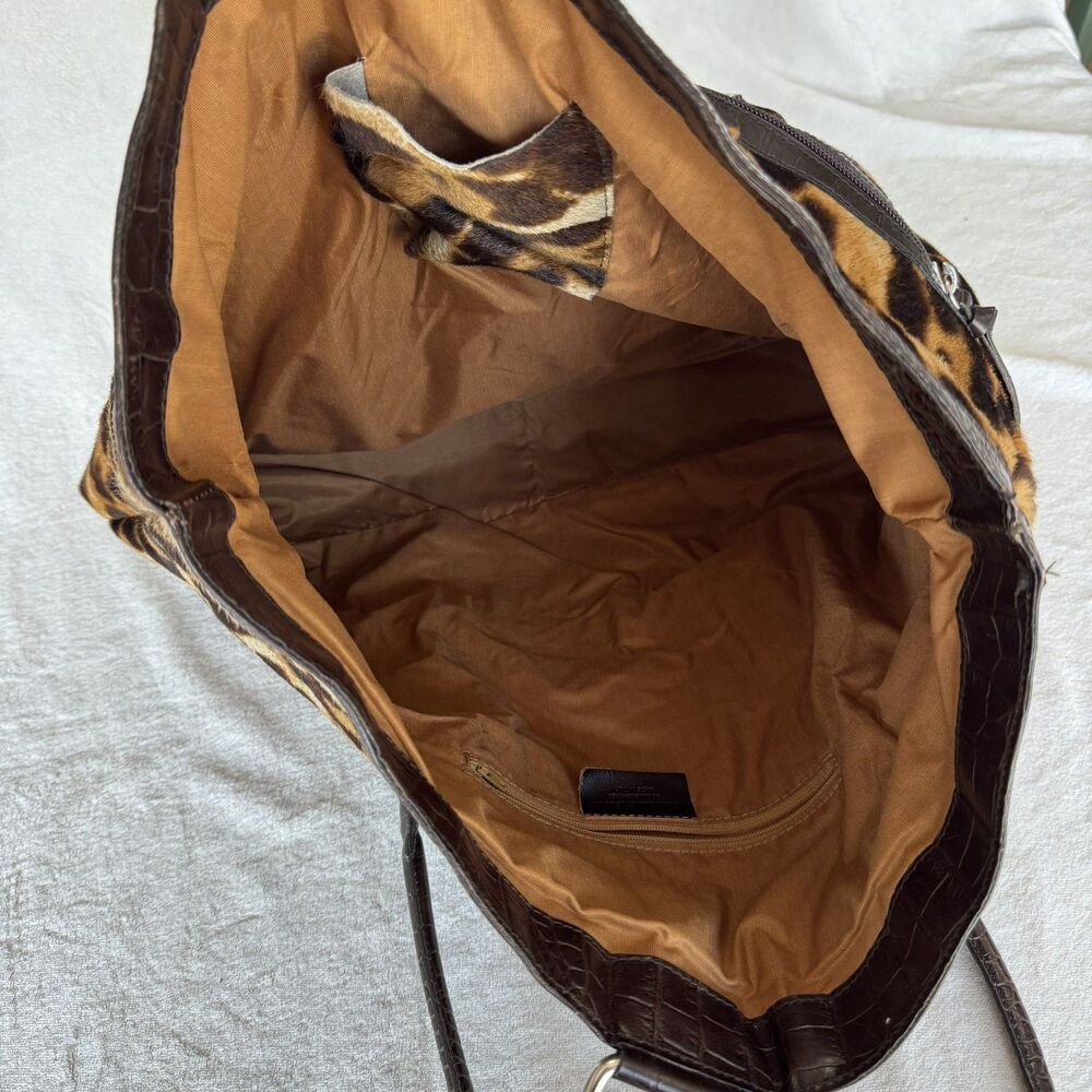 Maurizio Taiuti GENUINE LEATHER COWHIDE CALF HAIR Tote Handbag MADE IN ITALY - Picture 5 of 16